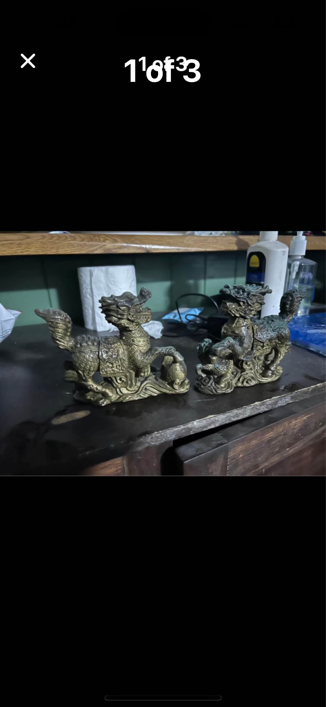 Dragons x2 12cm high x 14 cm long nearly 100 yrs old