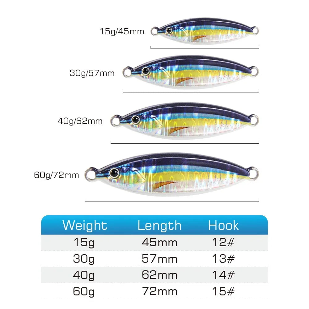 Glow Fishing Lure Casting Tuna15g30g40g60g Slow Pitch Jig Sea Bass