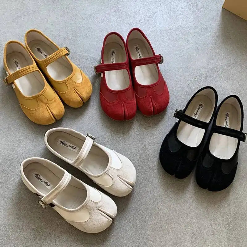 Red Ballet Split Toe Ballerinas Flats