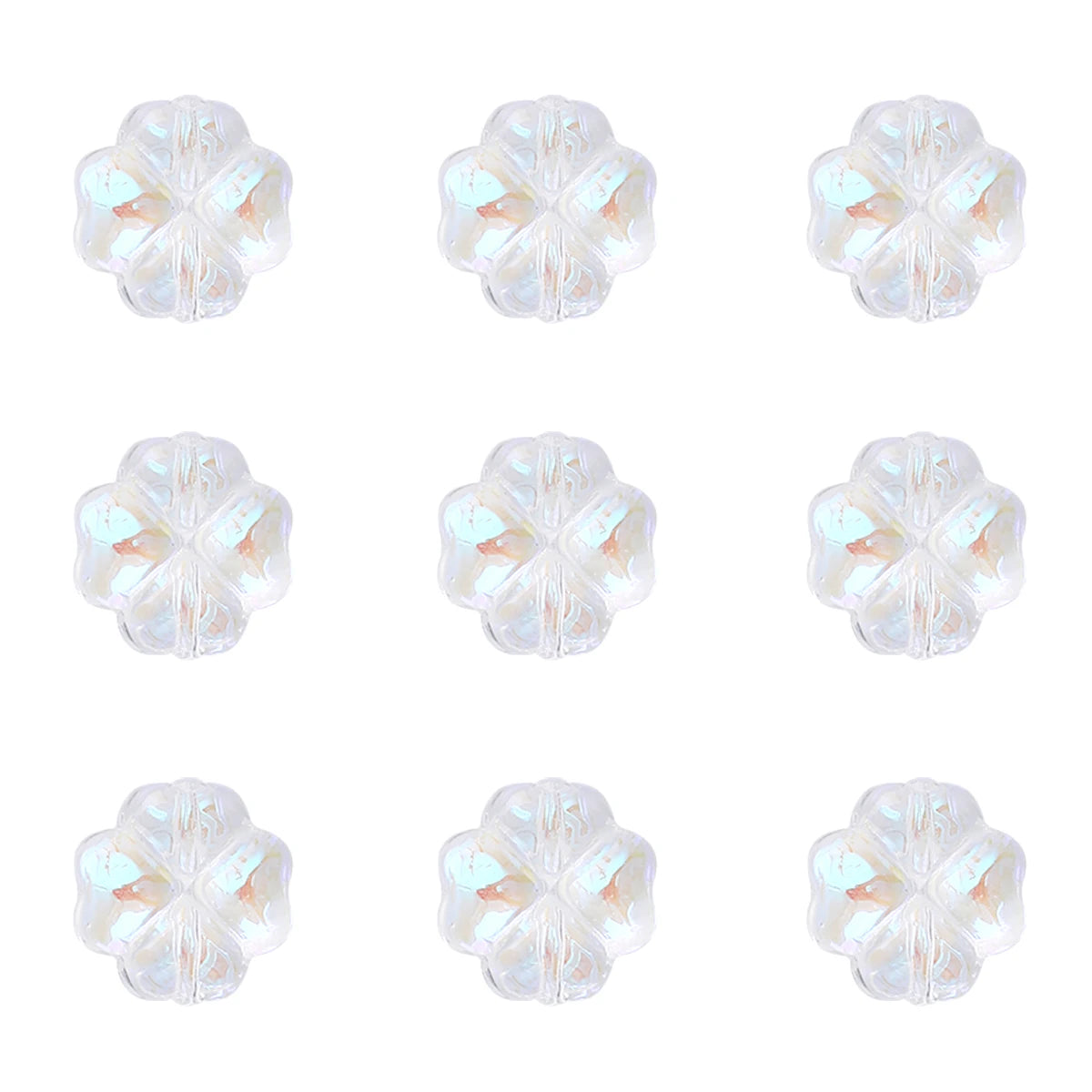 About20Pcs Glass Four Leaf Flower Beads Scattered Beads Handmade