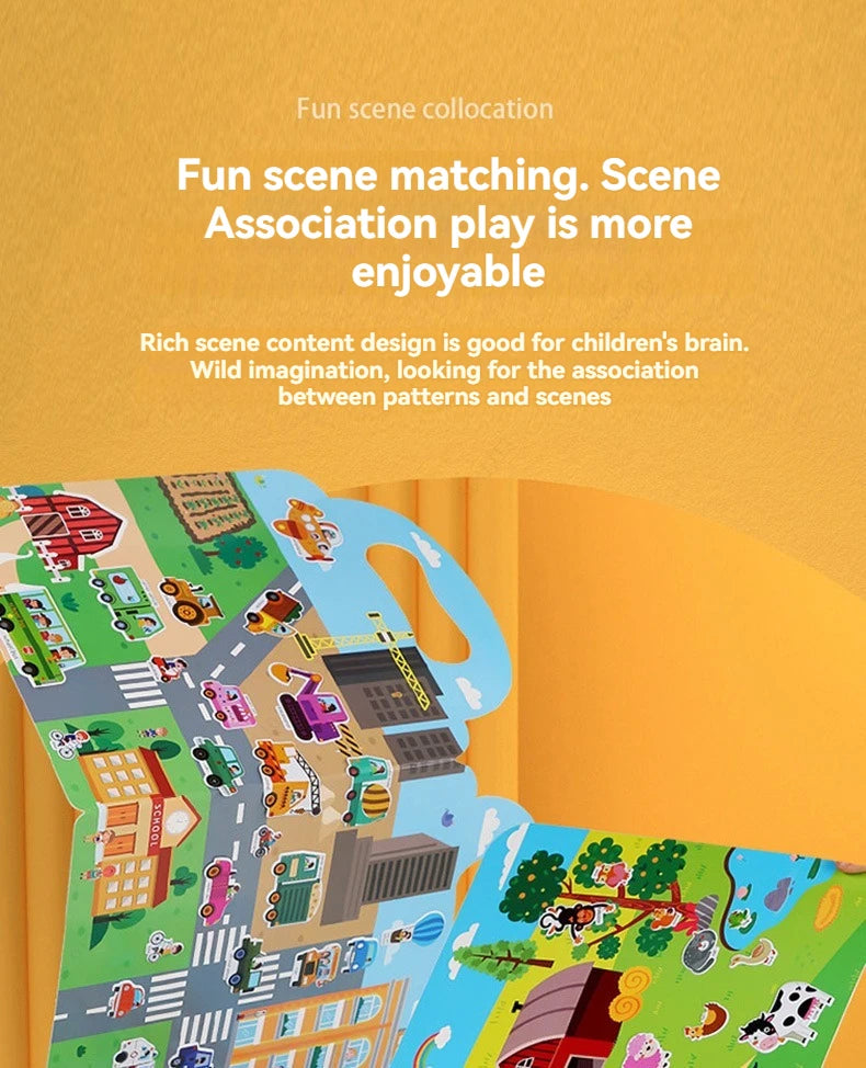 Reusable Sticker Book for Kids Vehicles Truck Stickers