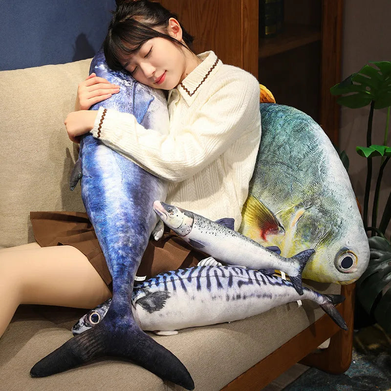40/60cm Simulation Funny Fish Stuffed Animal Lifelike Tuna or Mackerel