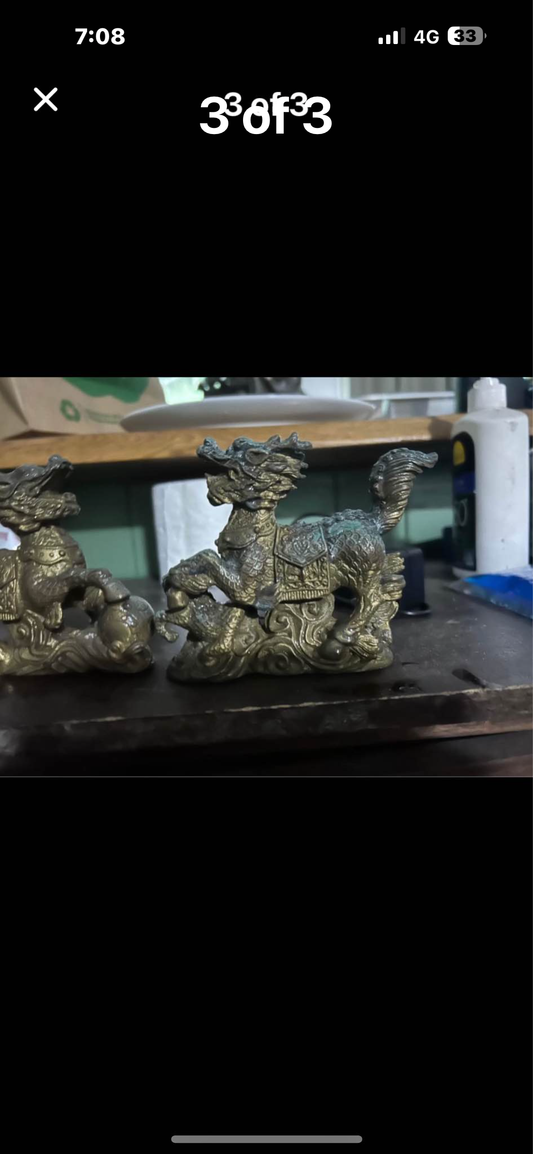 Dragons x2   12cm high x 14 cm long nearly 100 yrs old