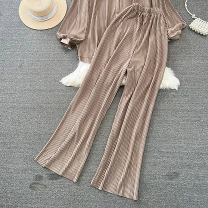 Fashion New Women Solid Casual Loose Two Pieces Set