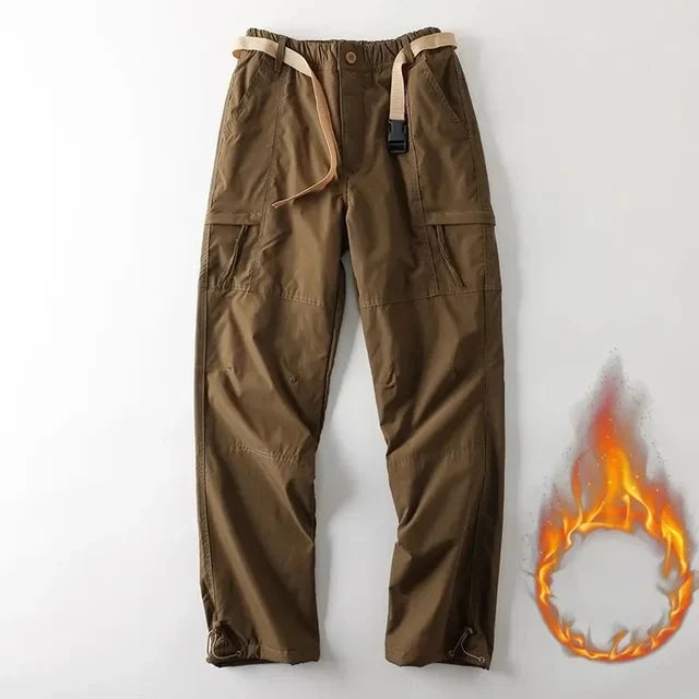 Thick Waterproof Fleece Cargo Pants Men Women Winter Outdoor Multi-pockets