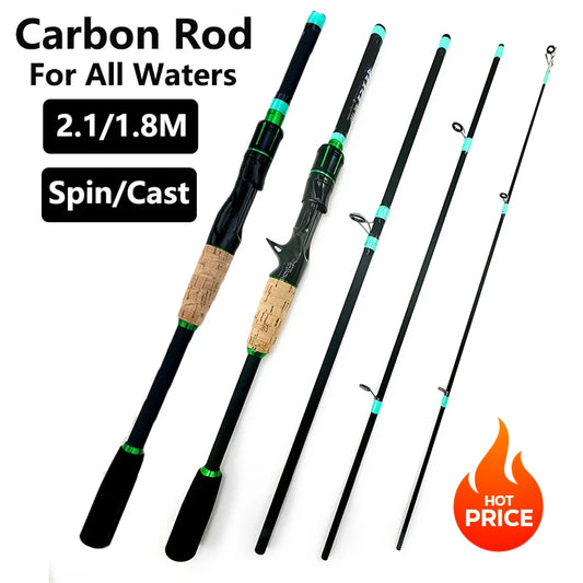 Casting Spinning Lure Fishing Rod Solid ML Tip 1.8/2.1m Ultralight Trout
