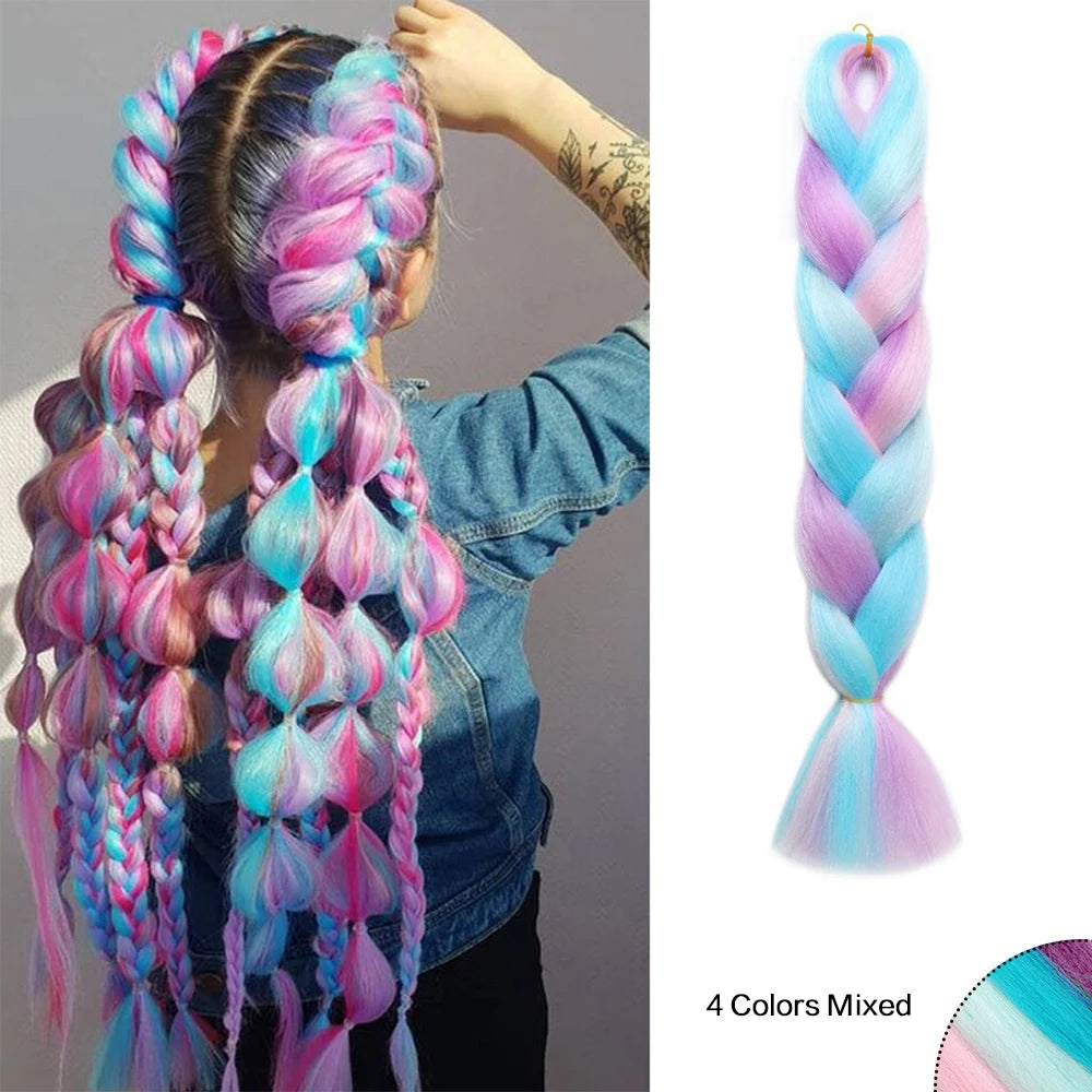 Jumbo Braiding Hair Rainbow Colors Extensions Fi