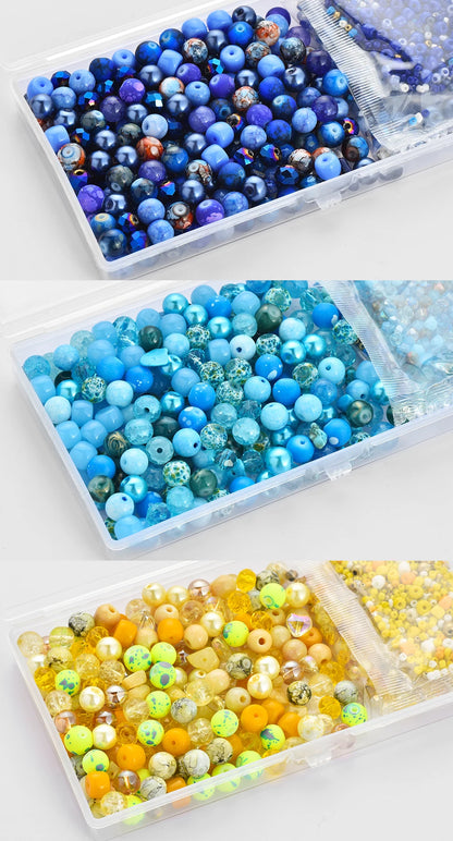 Glass Beads Jewelry Making Kit Green Color Glass Round Loose Beads