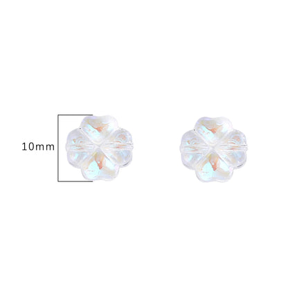About20Pcs Glass Four Leaf Flower Beads Scattered Beads Handmade