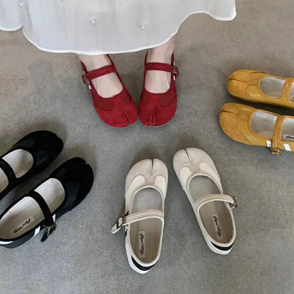 Red Ballet  Split Toe Ballerinas Flats