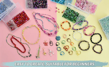 Glass Beads Jewelry Making Kit Green Color Glass Round Loose Beads
