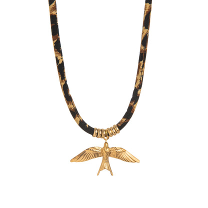 stainless steel pendant with leopard