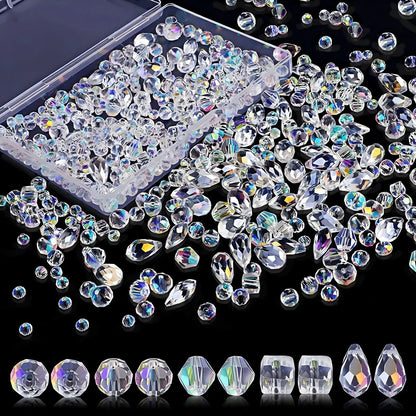 300pcs Crystal Glass Beads Mixed