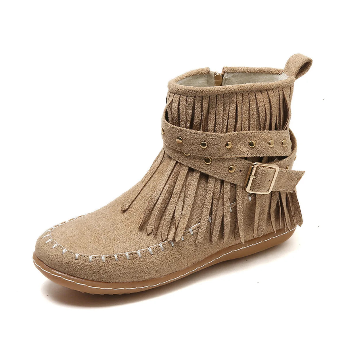 Women Shoes Flat Heel Ankle Boots Retro Suede