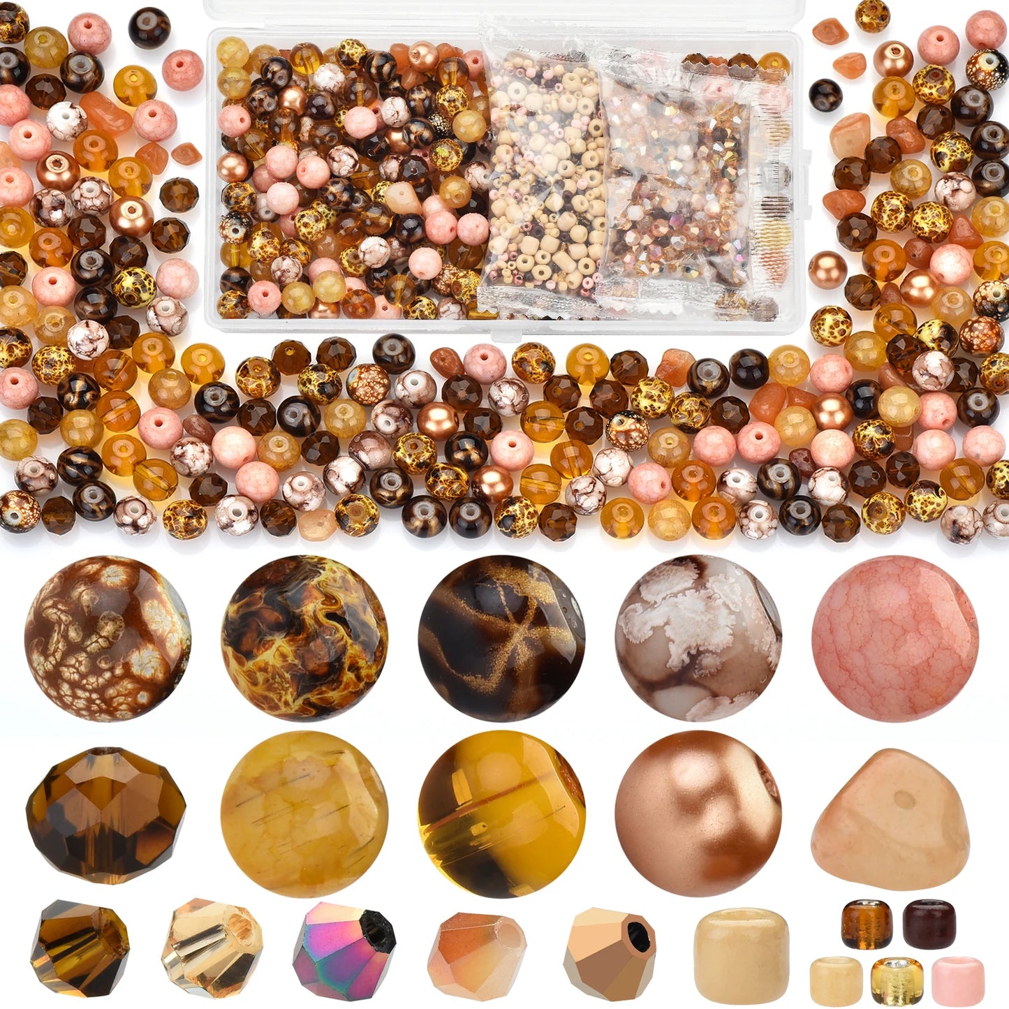 Glass Beads Jewelry Making Kit Green Color Glass Round Loose Beads