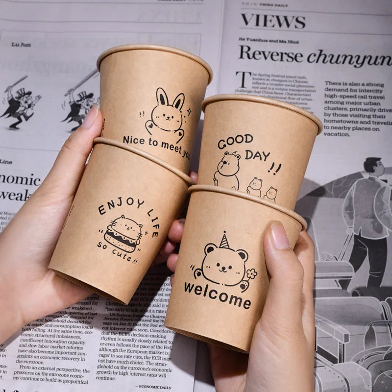 50PCS Disposable Biodegradable Paper Cup