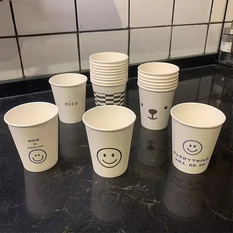 50pcs 250ml  White Paper Cups