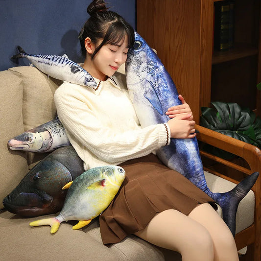 40/60cm Simulation Funny Fish  Stuffed Animal Lifelike Tuna or Mackerel