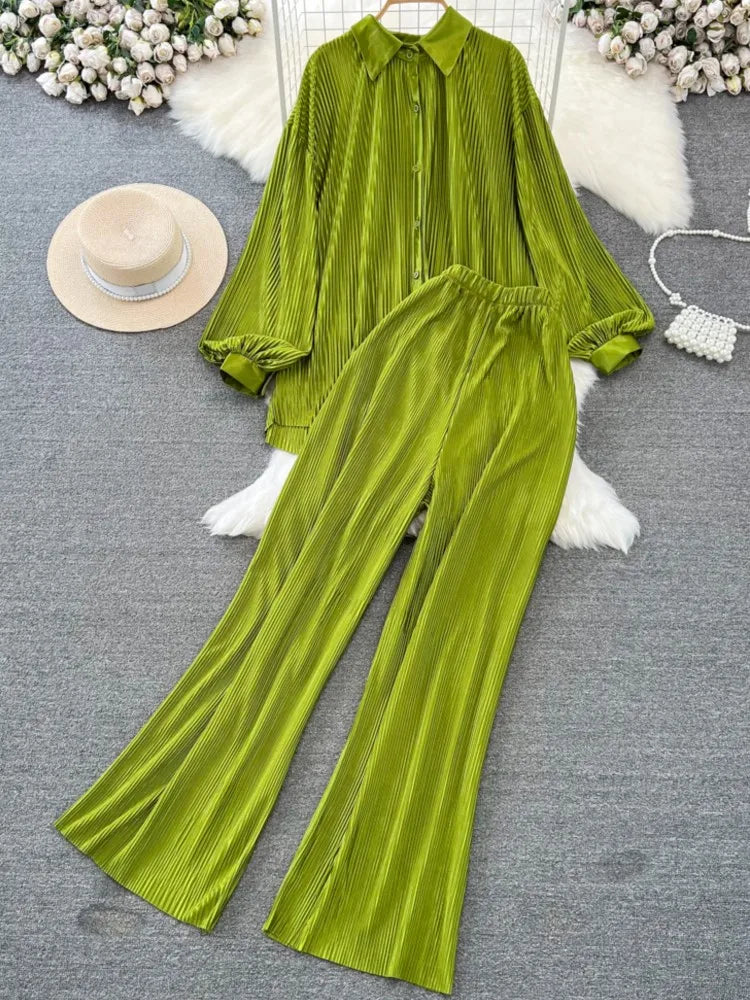 Fashion New Women Solid Casual Loose Two Pieces Set