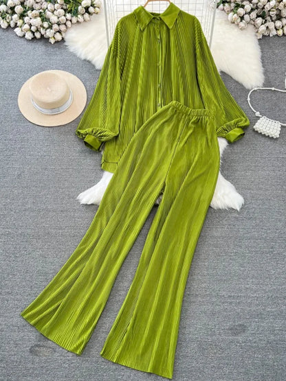 Fashion New Women Solid Casual Loose Two Pieces Set
