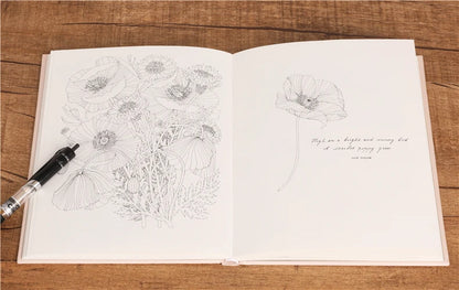 The Flower Year Colouring book