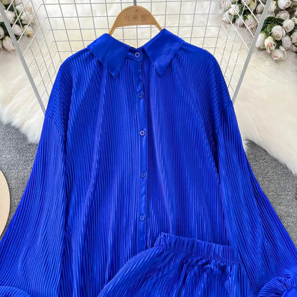 Fashion New Women Solid Casual Loose Two Pieces Set