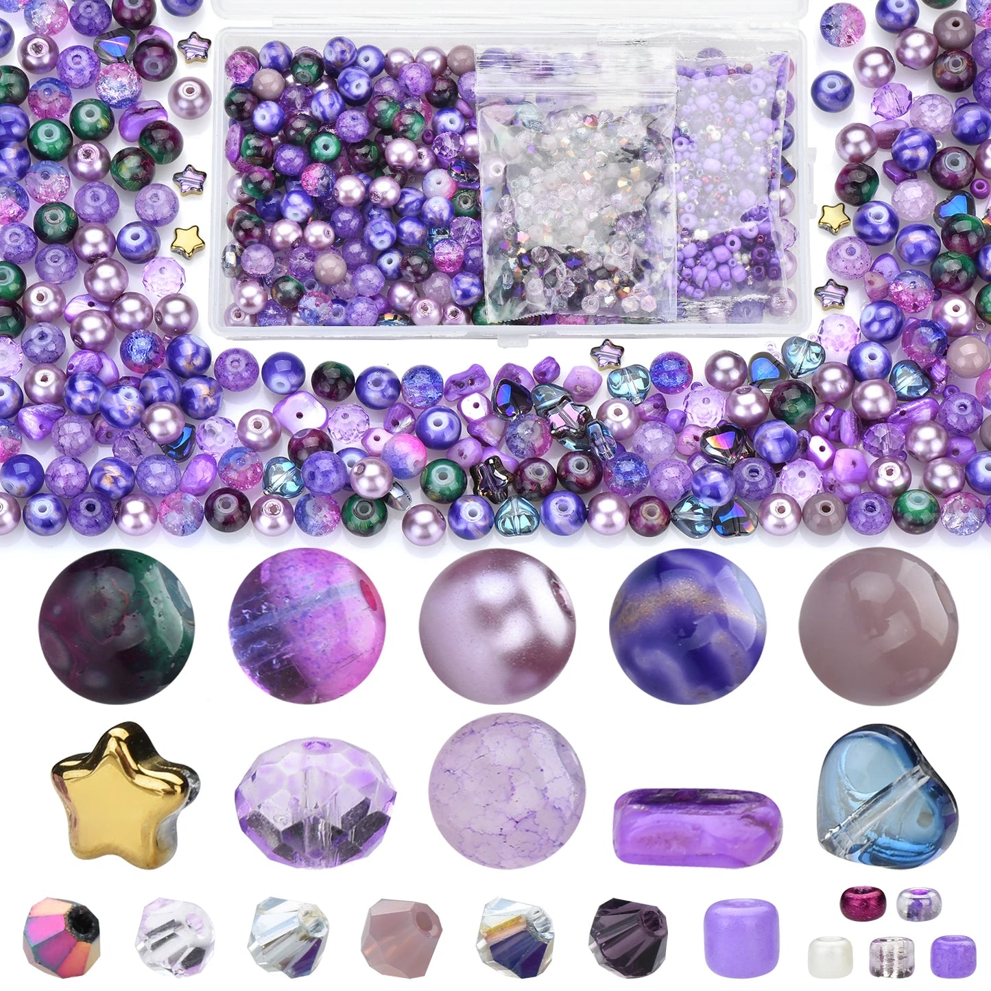 Glass Beads Jewelry Making Kit Green Color Glass Round Loose Beads