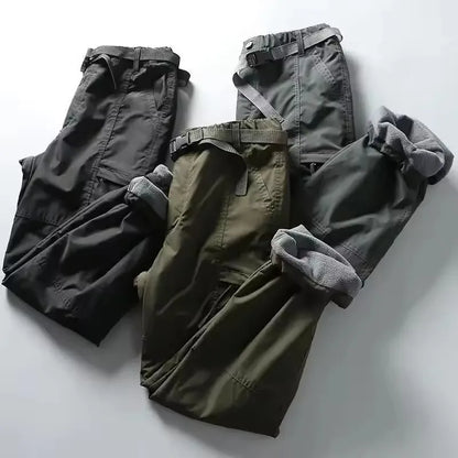 Thick Waterproof Fleece Cargo Pants Men Women Winter Outdoor Multi-pockets