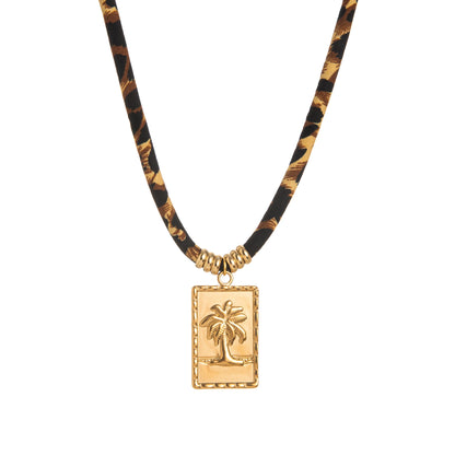 stainless steel pendant with leopard