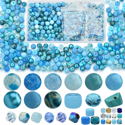 Glass Beads Jewelry Making Kit Green Color Glass Round Loose Beads