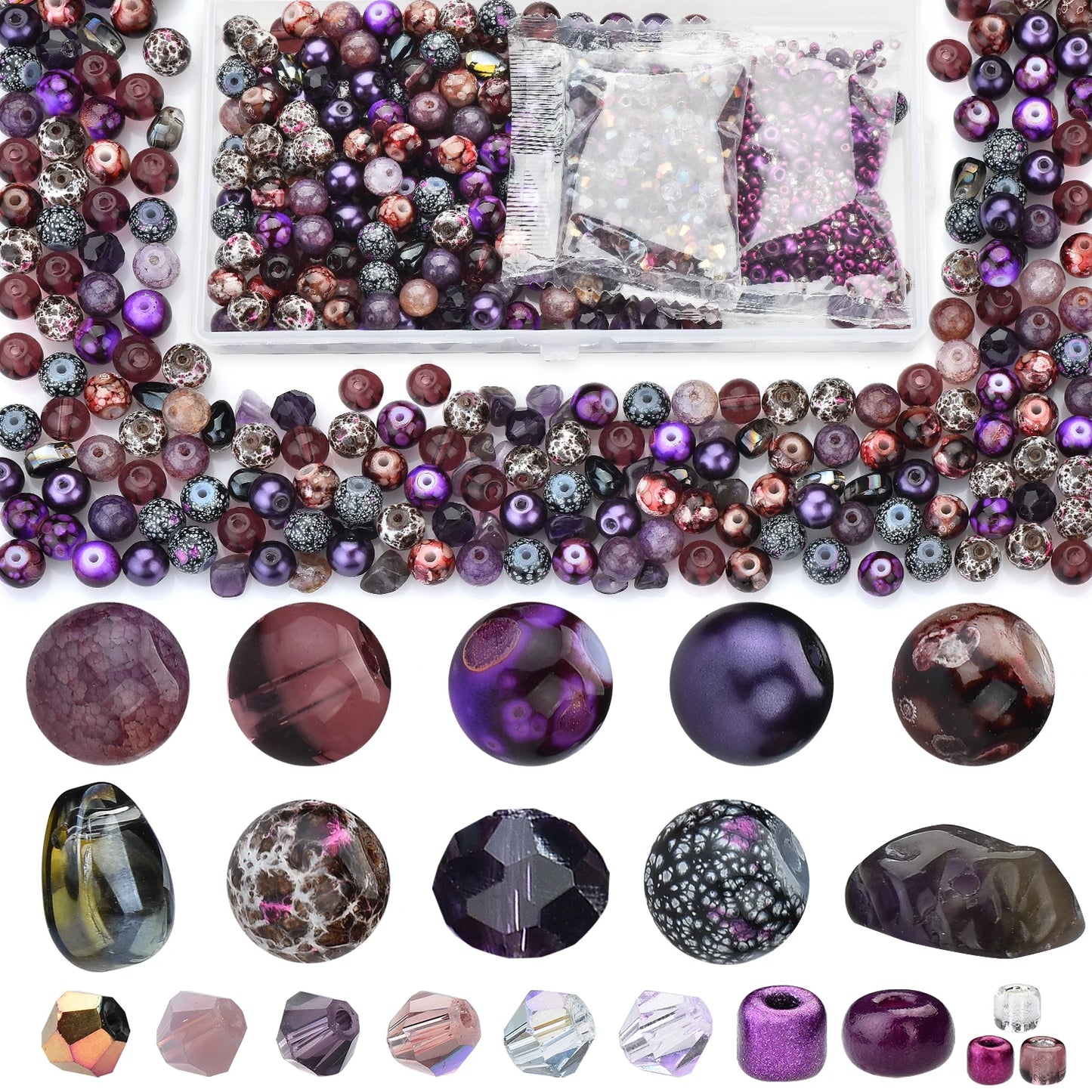 Glass Beads Jewelry Making Kit Green Color Glass Round Loose Beads