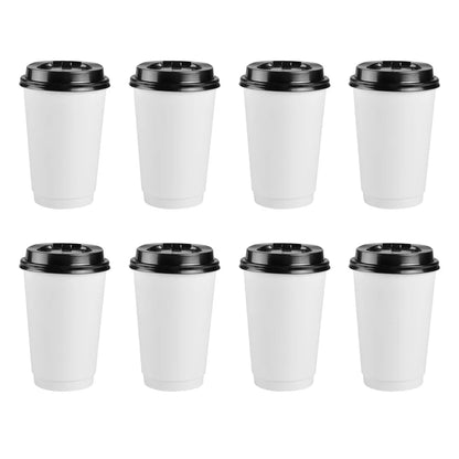 50pcs Disposable Coffee Cups Insulation Takeaway Paper Cup With Lid