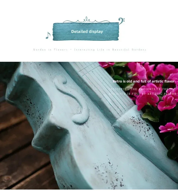 European Style Violin Planter Artistic Flower Pot