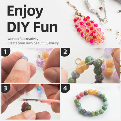 Glass Beads Bracelet Making Kits 28 Colors 8mm Crystal Beads Round Gemstone