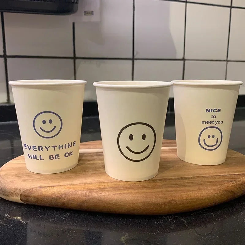 50pcs 250ml  White Paper Cups
