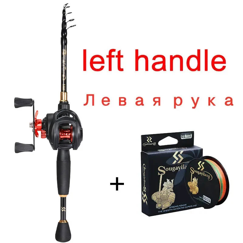 Sougayilang 1.8-2.4m Casting Fishing Combo Telescopic Fishing Rod