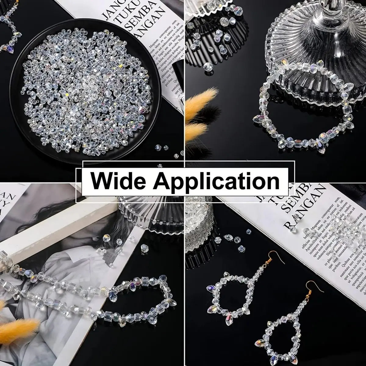300pcs Crystal Glass Beads Mixed