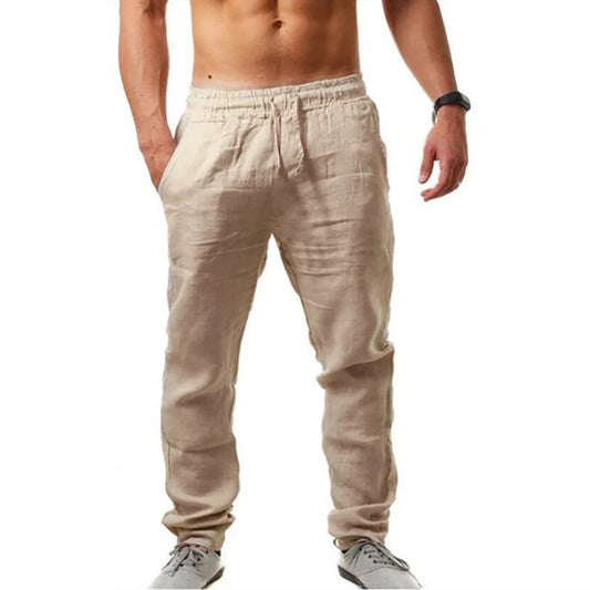 Men's Lightweight Long Pants Summer Solid Color Breathable Loose