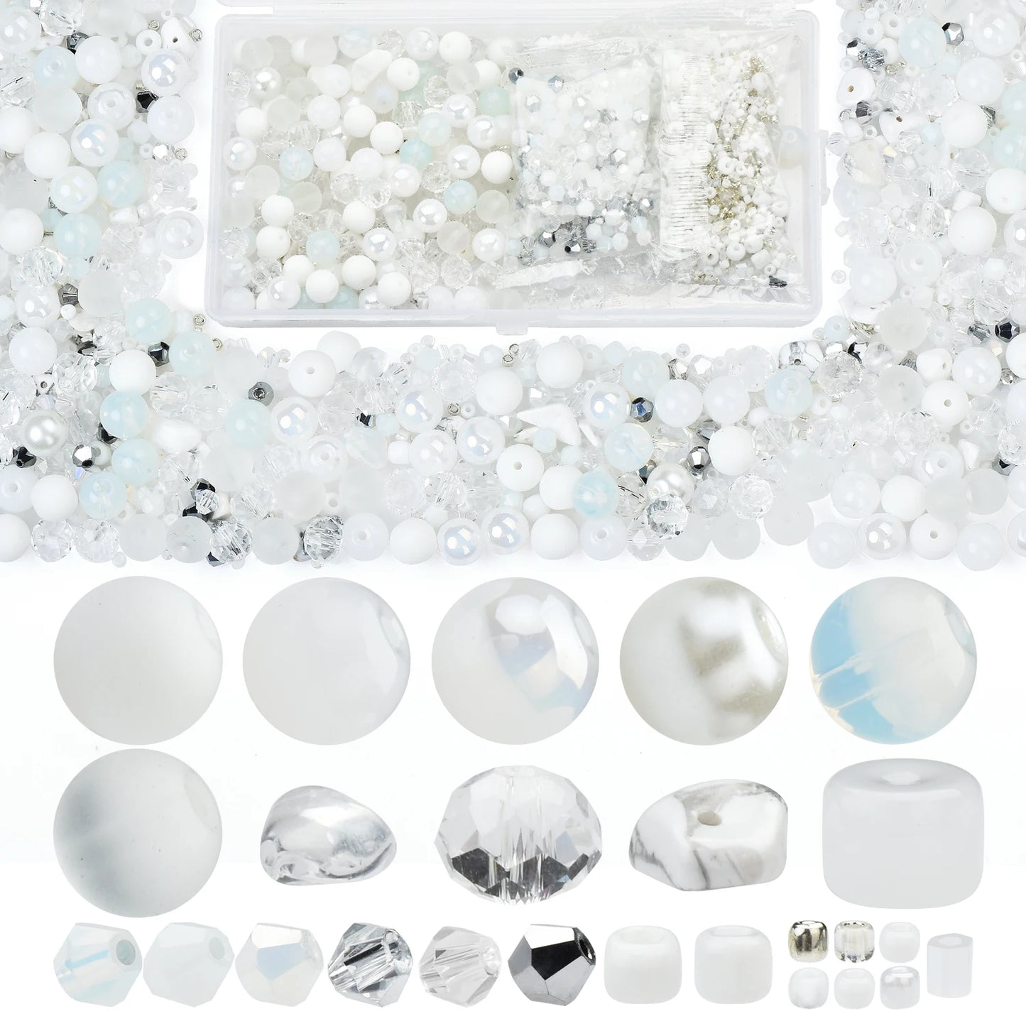 Glass Beads Jewelry Making Kit Green Color Glass Round Loose Beads