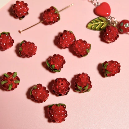 Glass Beads, Fruits, Raspberries,