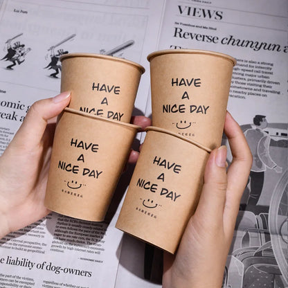 50PCS Disposable Biodegradable Paper Cup T