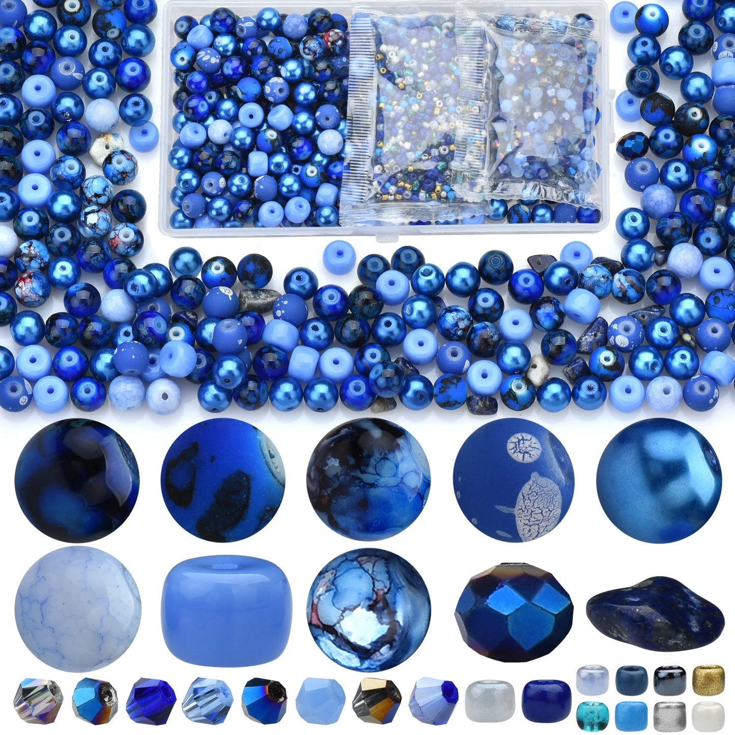 Glass Beads Jewelry Making Kit Green Color Glass Round Loose Beads