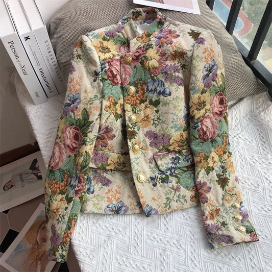 Vintage jacquard coat autumn