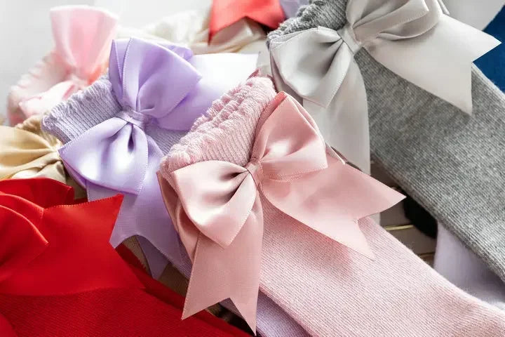 Kids Knee High Socks Baby Girls Cotton Socks Big Bow