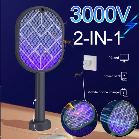 2-in-1 Electric Mosquito Swatter Mosquito Killer USB Rechargeable
