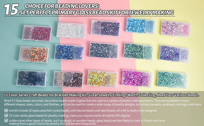 Glass Beads Jewelry Making Kit Green Color Glass Round Loose Beads