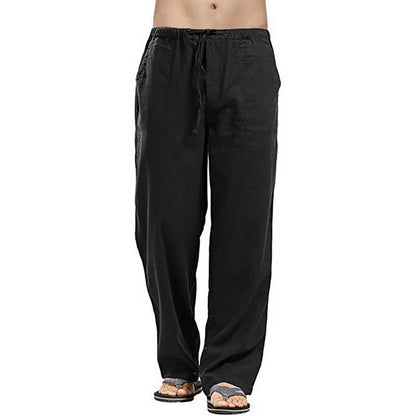Men's Summer Loose Long Pants Elastic Waist Drawstring