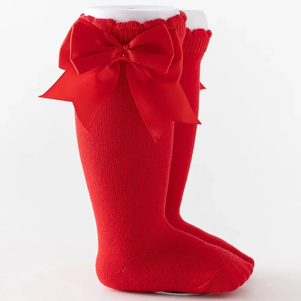 Kids Knee High Socks Baby Girls Cotton Socks Big Bow